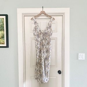 Abercrombie & Fitch Floral Midi Dress - Cream and Blue
